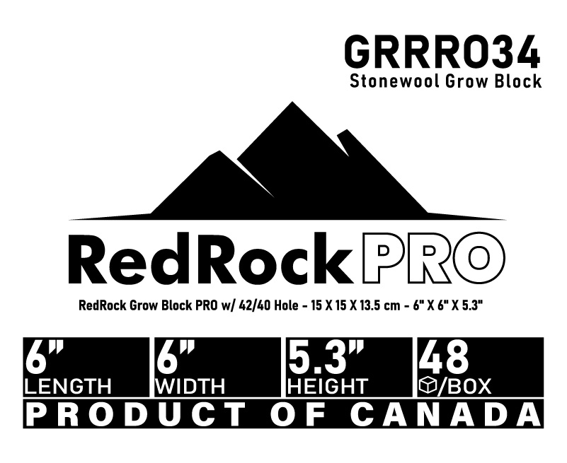 RedRock Grow Block w/ 42/40 Hole - 15x15x13.5cm - 6-Inch x 6-Inch x 5.3-Inch (48/Cs) (20 Cs/Plt) (30 Plt/Truckload)
